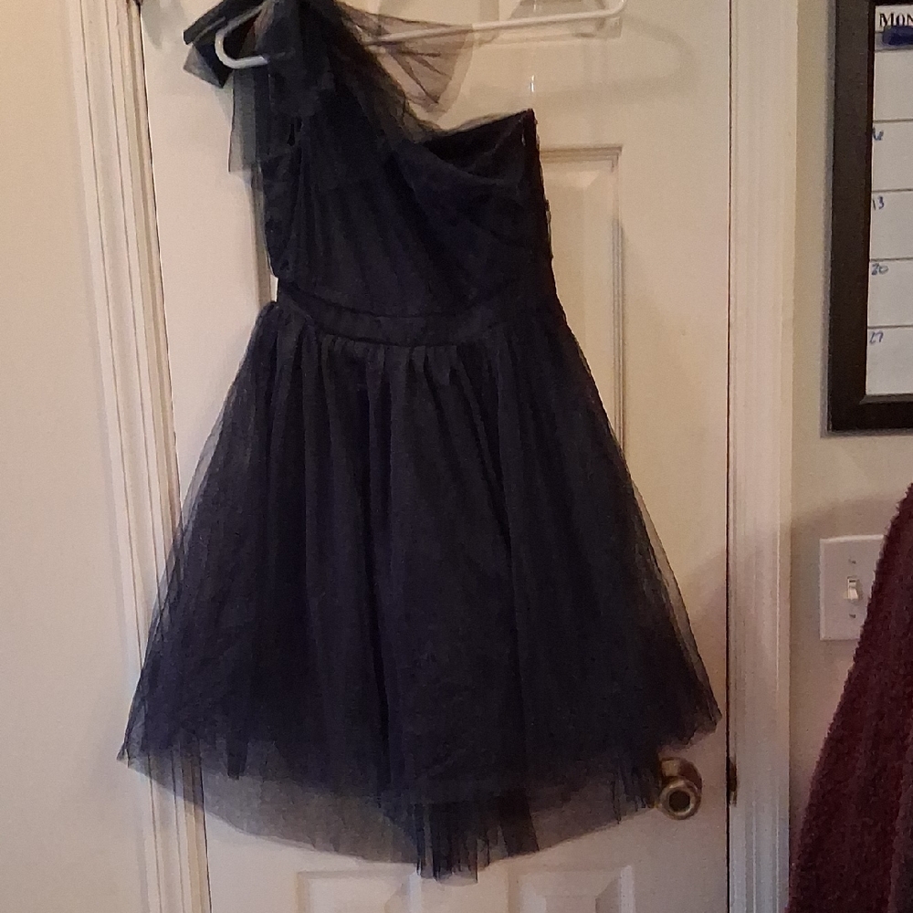 Hannah Banana Navy One-Shoulder Dress